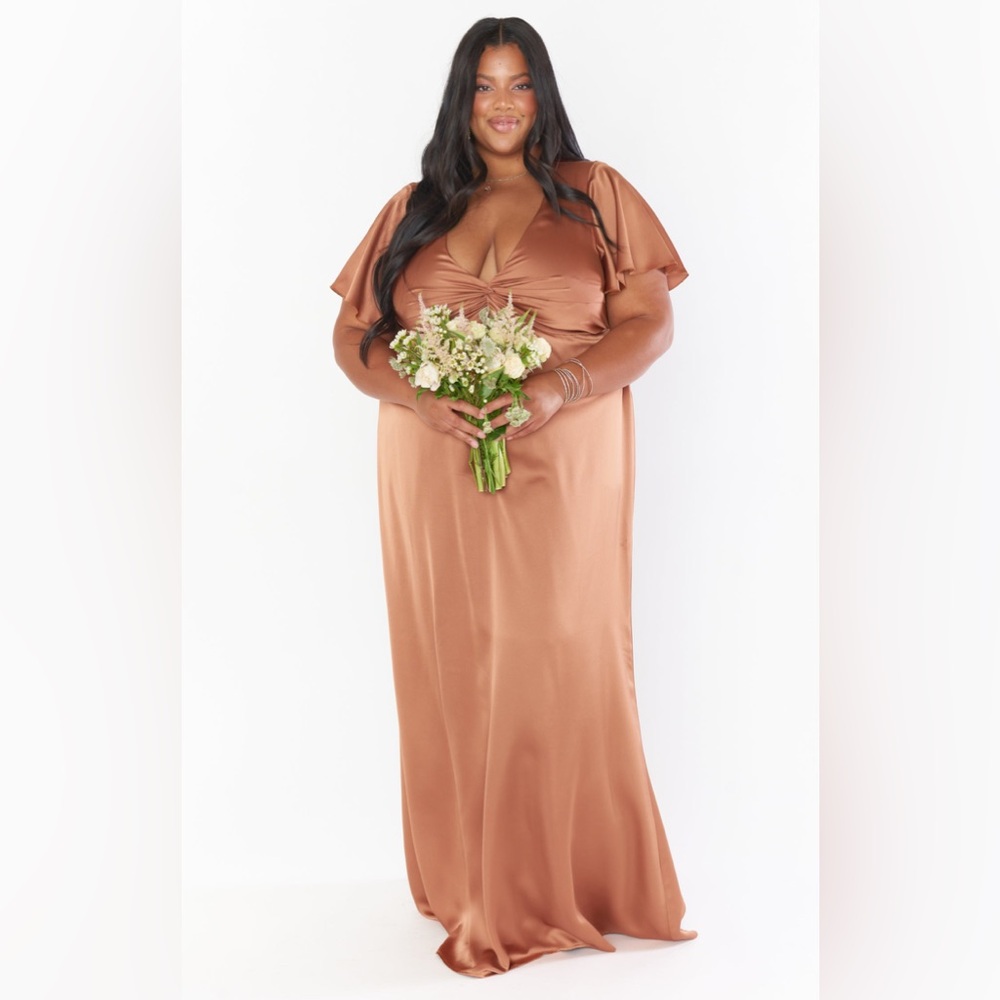 Show Me Your Mumu Rome Twist Gown in Copper Luxe Satin Size XL NWOT Fall